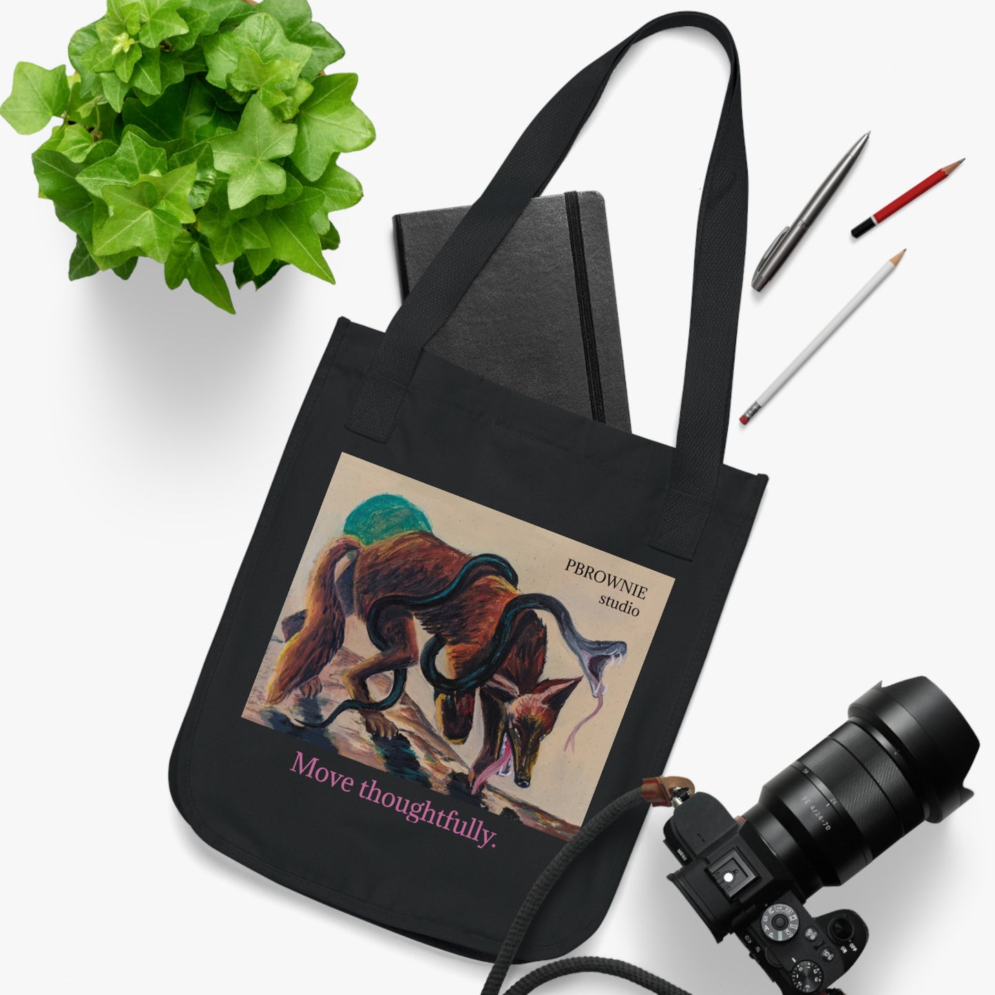 "Move Thoughtfully" Canvas Tote Bag with a print of an Oil Painting by Paige Brown