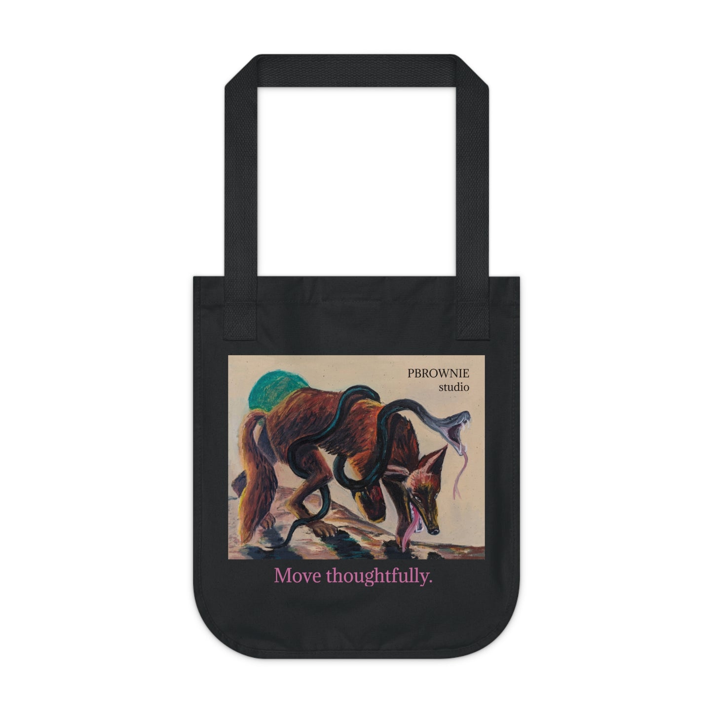"Move Thoughtfully" Canvas Tote Bag with a print of an Oil Painting by Paige Brown