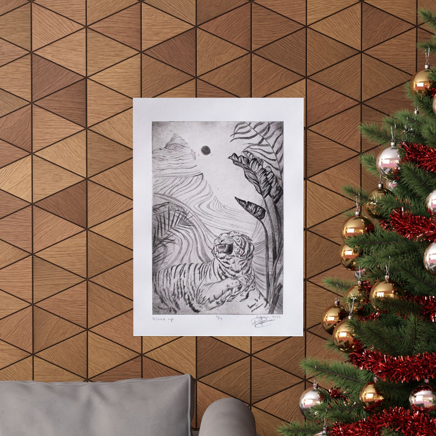 “Wake Up” print of glass etching by Paige Brown 2022