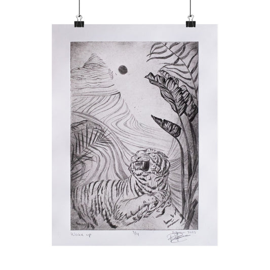 “Wake Up” print of glass etching by Paige Brown 2022