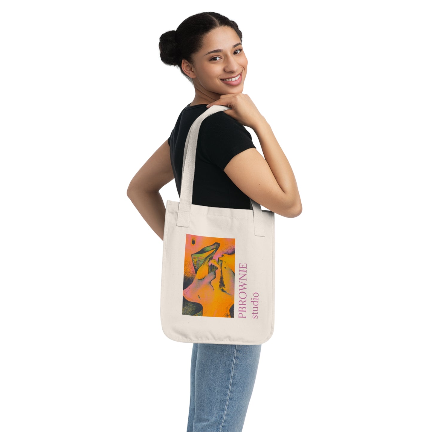 "Traversal" Branded Tote Bag with a print of a Digital Painting by Paige Brown, 2024