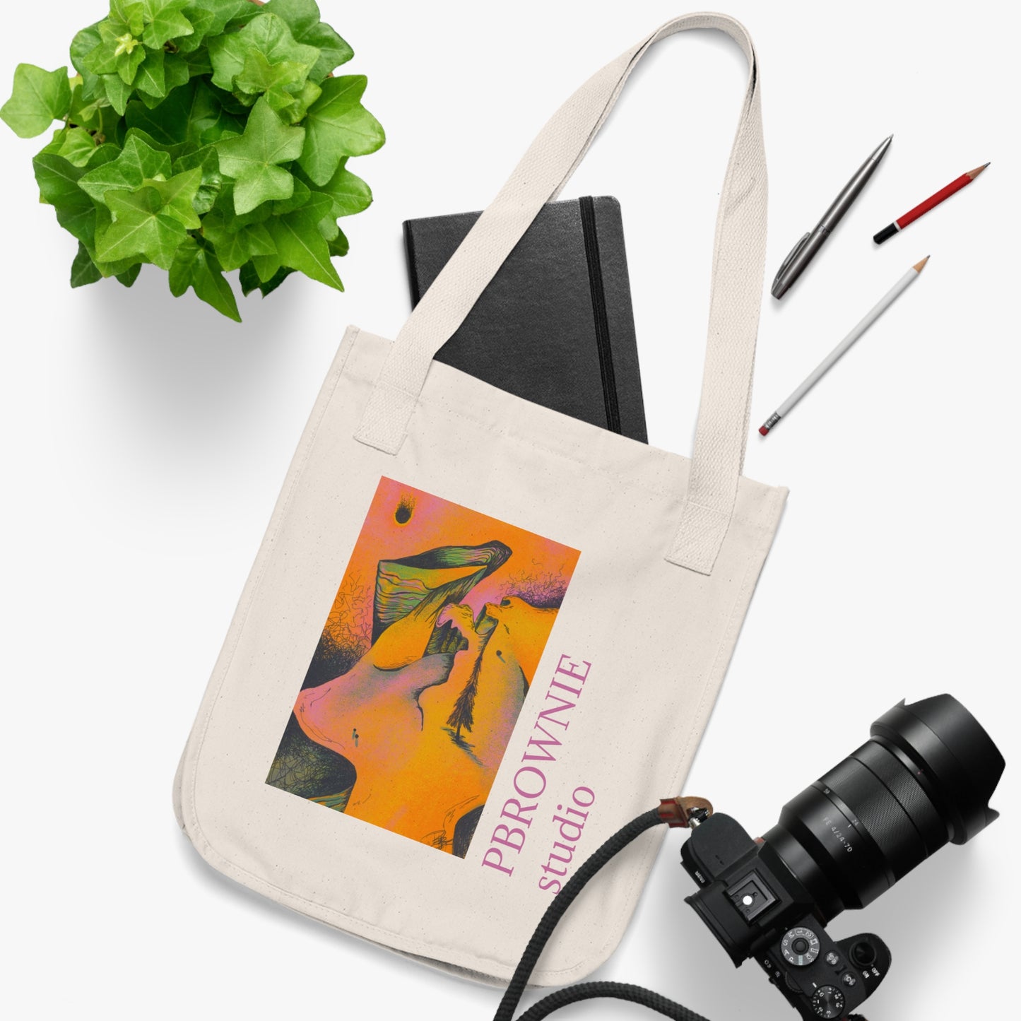 "Traversal" Branded Tote Bag with a print of a Digital Painting by Paige Brown, 2024