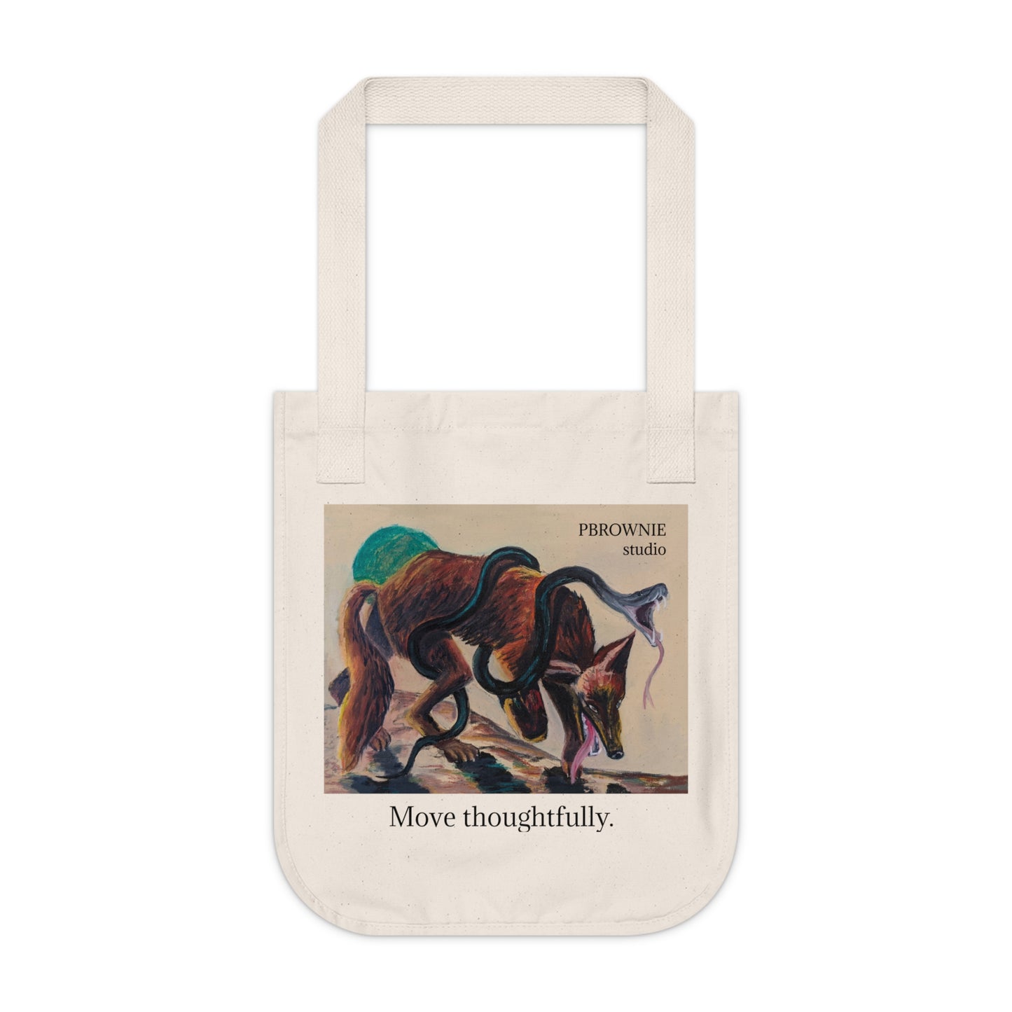 "Move Thoughtfully" Canvas Tote Bag with a print of an Oil Painting by Paige Brown