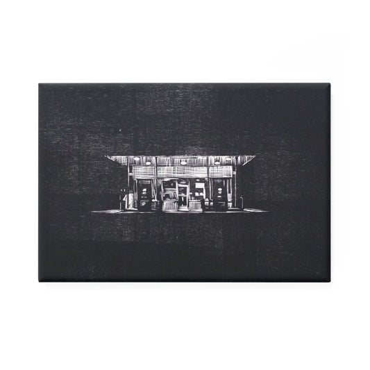 "Focus" metal magnet of a woodcut print by Paige Brown