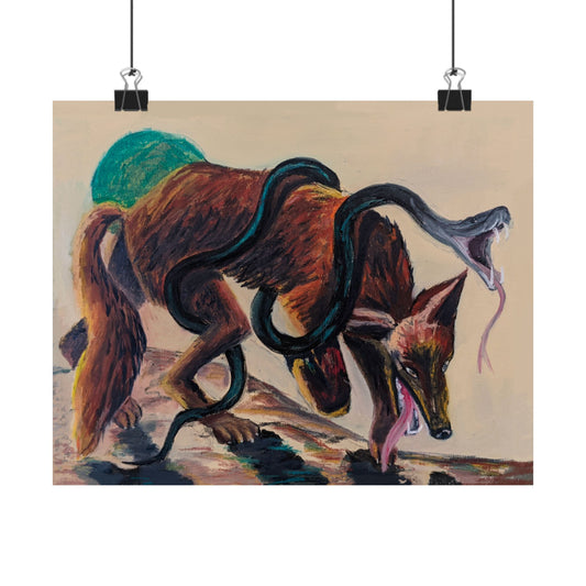 “Mischevous” - print of oil paint and oil pastels on canvas 2022 by Paige Brown