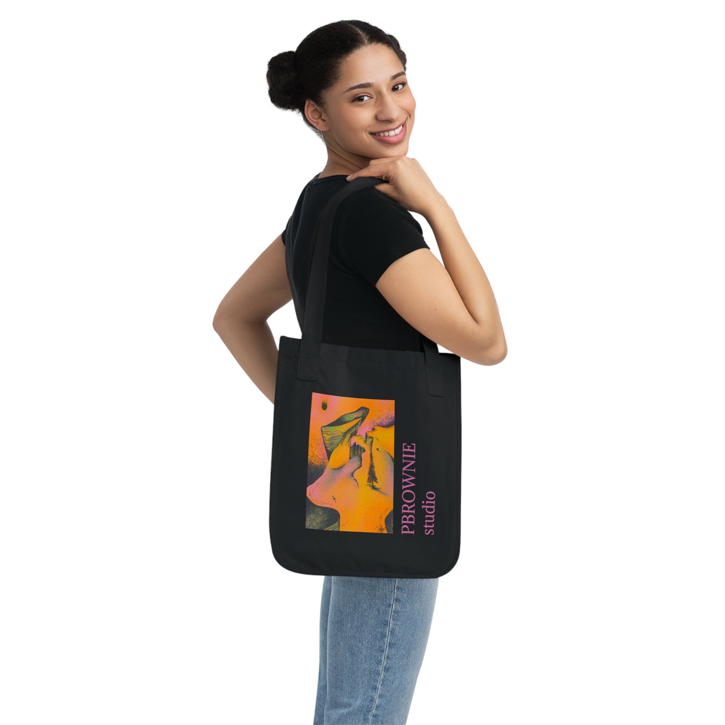 "Traversal" Branded Tote Bag with a print of a Digital Painting by Paige Brown, 2024