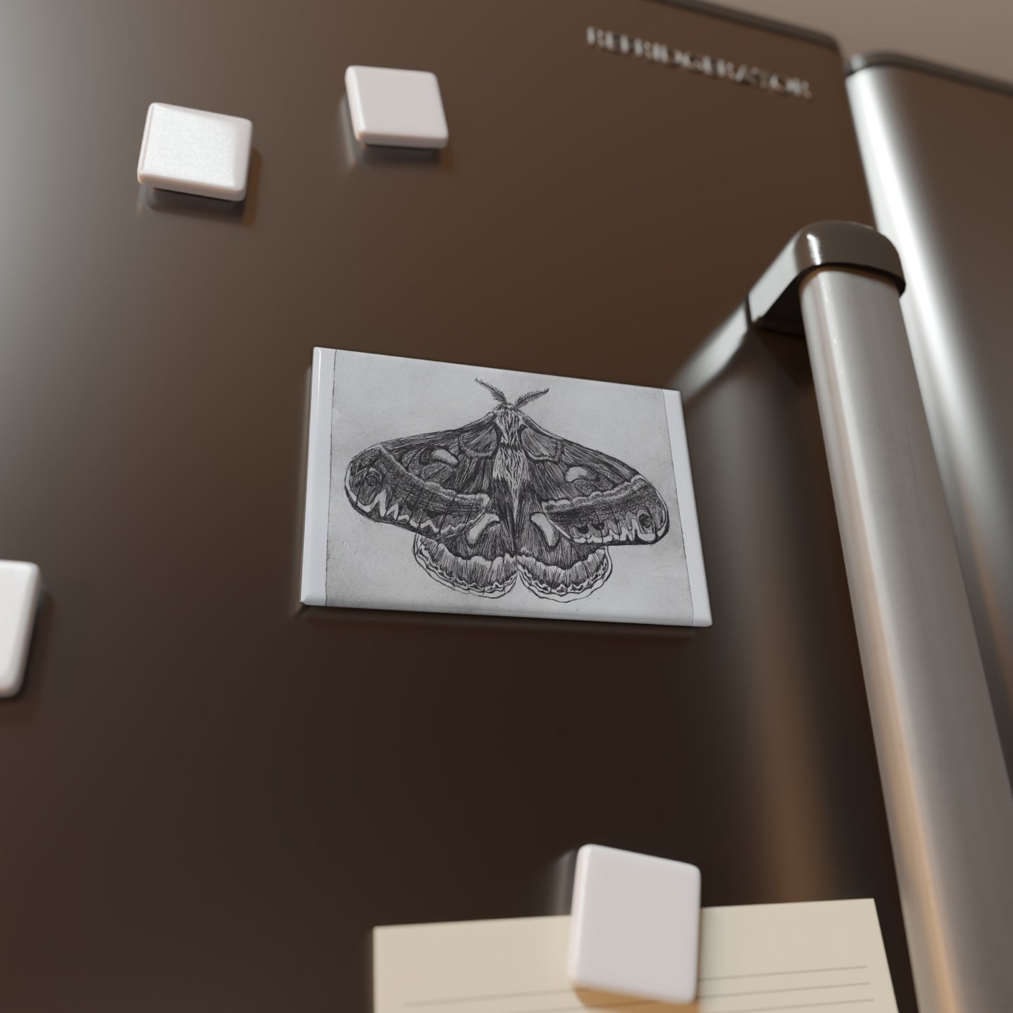 "Dusty" Moth Magnet Copperplate Etching Print by Paige Brown
