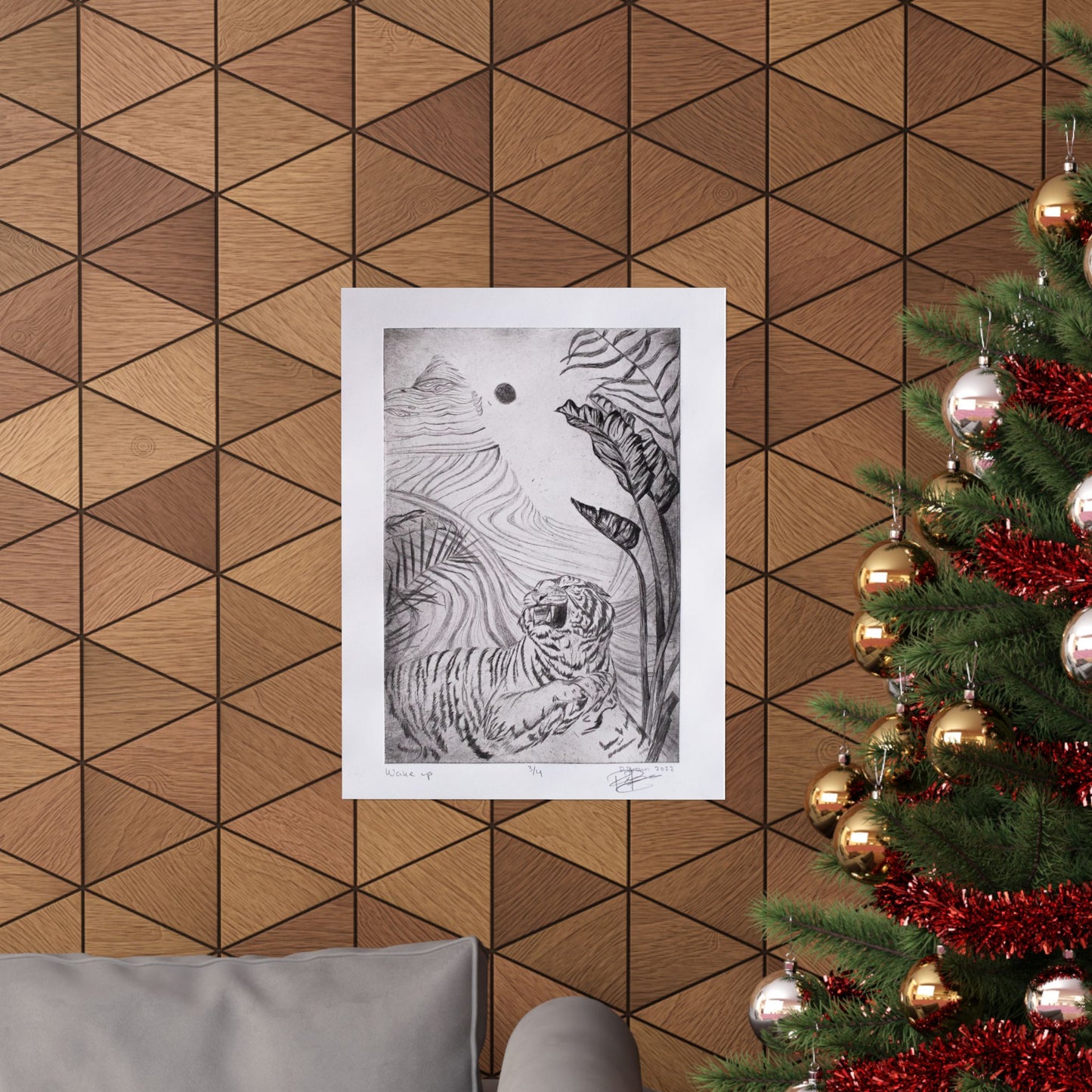 “Wake Up” print of glass etching by Paige Brown 2022